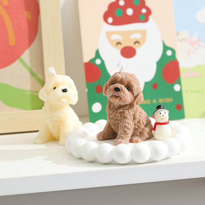 Mini Realistic Puppy Sculptural Scented Candle with Textured Fur