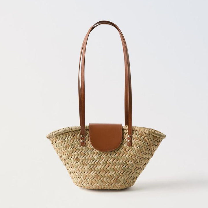 Handcrafted basket bag with leather flap Stornfield