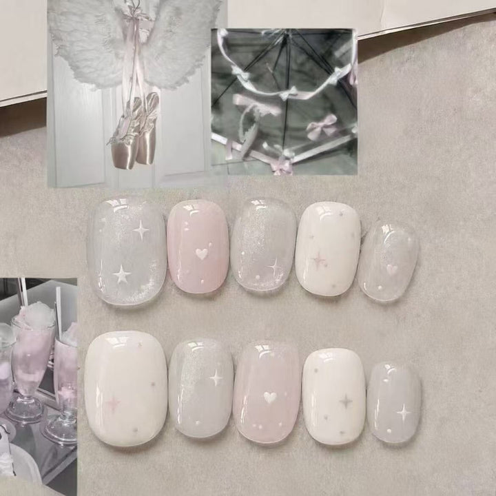 Dreamy Hearts and Stars Press-On Nail Art Set Stornfield