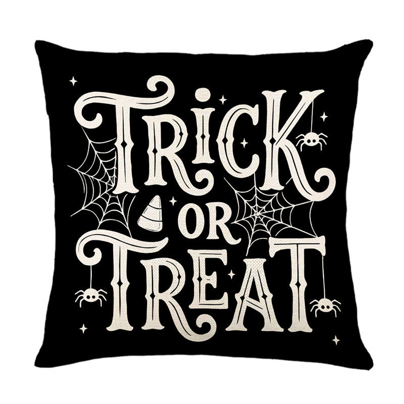 Halloween Ghost Cotton-Linen Square Throw Pillow Covers Set with Hidden Zipper