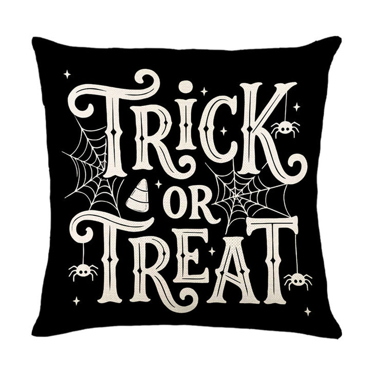 Halloween Ghost Cotton-Linen Square Throw Pillow Covers Set with Hidden Zipper