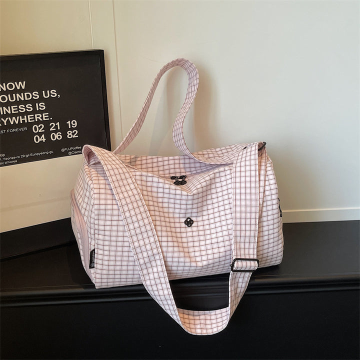 Trendy Grid Pattern Travel Duffel