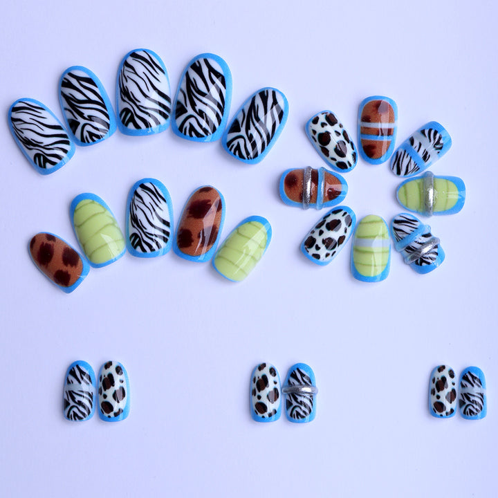 Creative art stick-on nails with modern animal motifs and colorful accents Stornfield