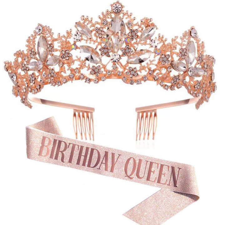 Women Glittering Tiara with "Birthday Queen" Sash Stornfield