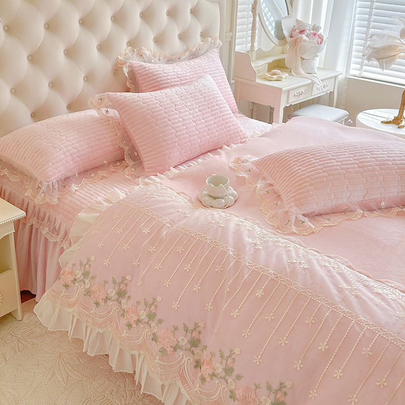 Embroidered Floral Bedding Set