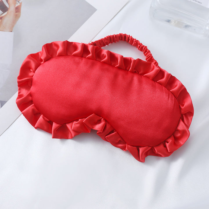 Women's nan satin-gloss eye mask with ergonomic contour, frilled ruffle edge, and gentle padding Stornfield