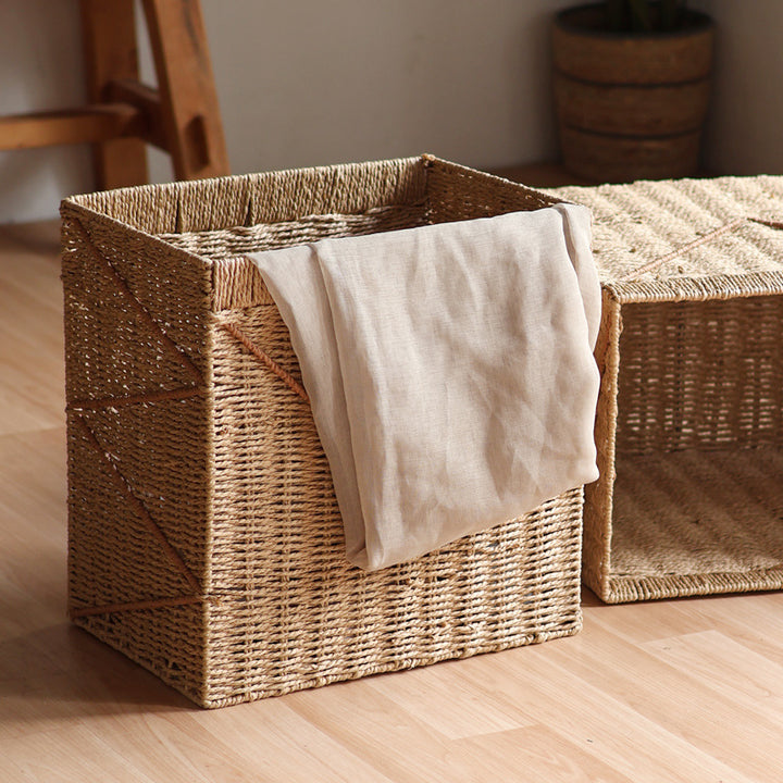 Storage basket made of braided rattan Stornfield