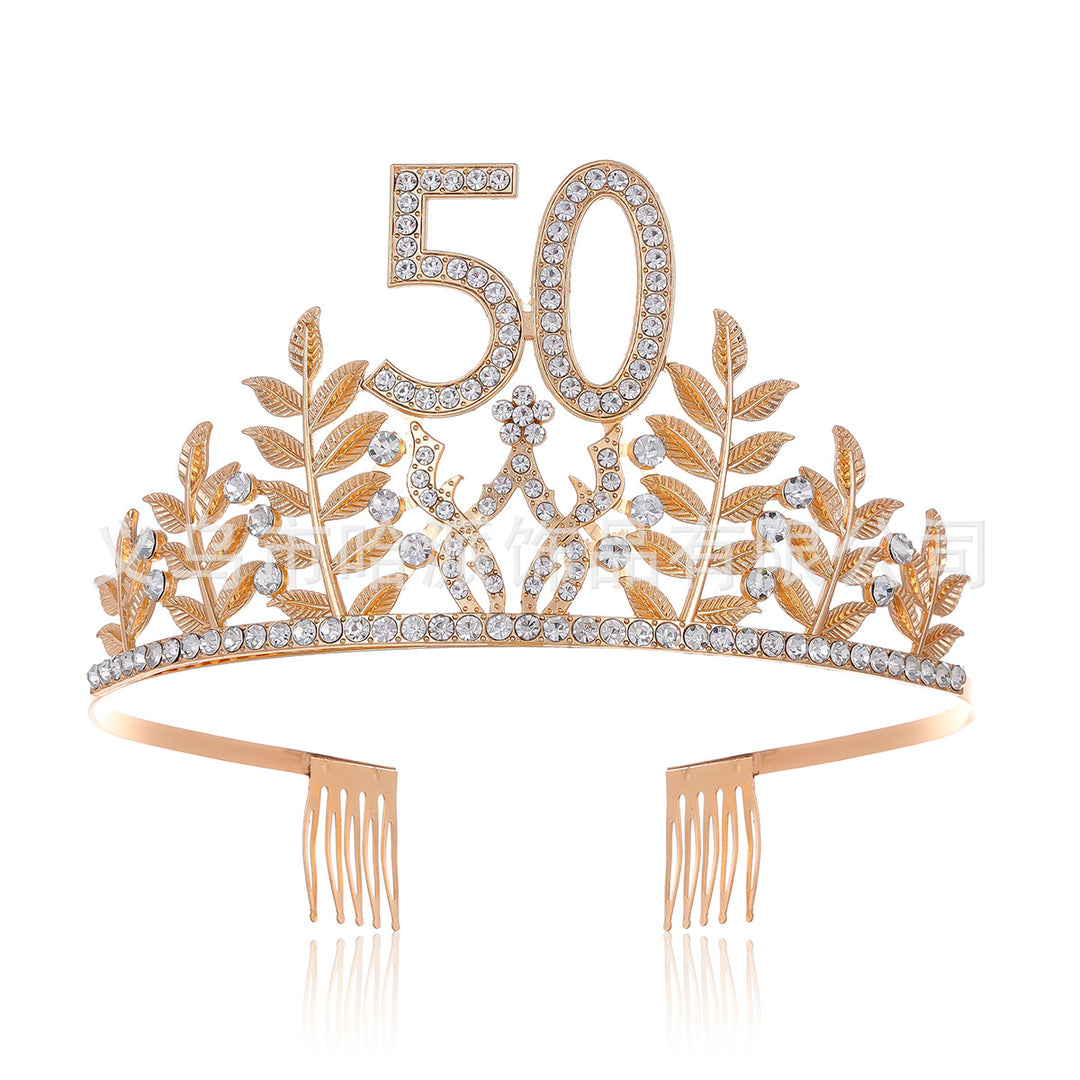 Women's Glamorous Birthday Crown with Shining Rhinestones Stornfield