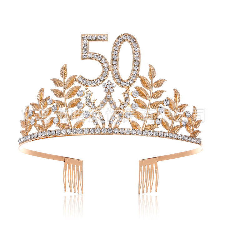 Women's Glamorous Birthday Crown with Shining Rhinestones Stornfield