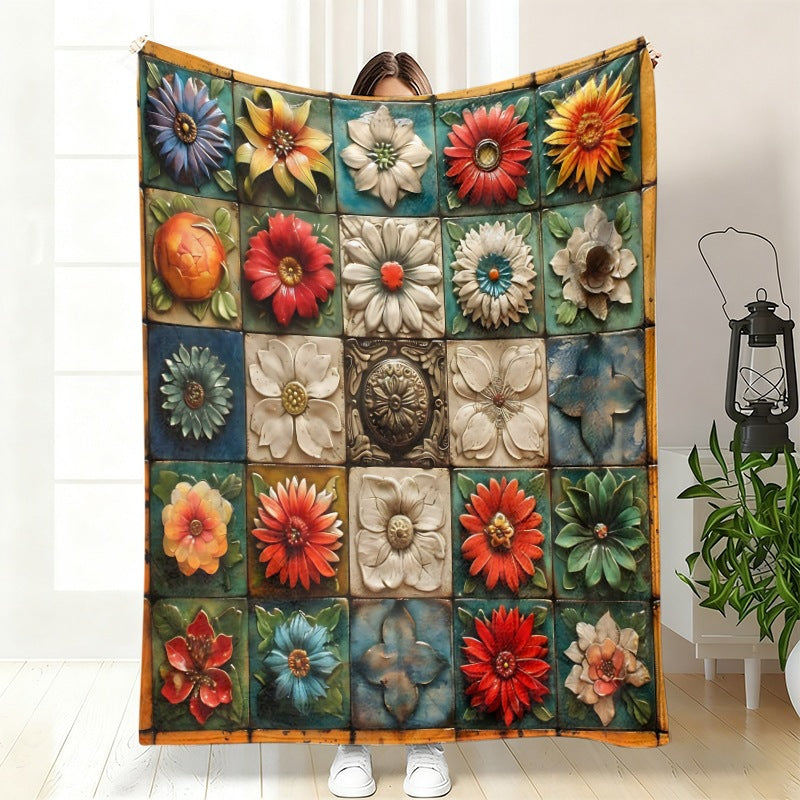 Decorative Floral Art Throw Blanket