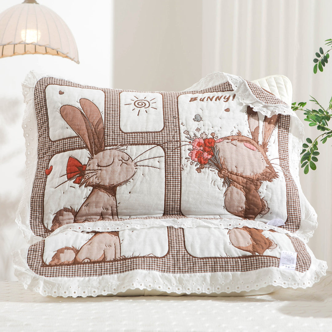 Women's pillow with charming elephant motif and delicate lace edge Stornfield