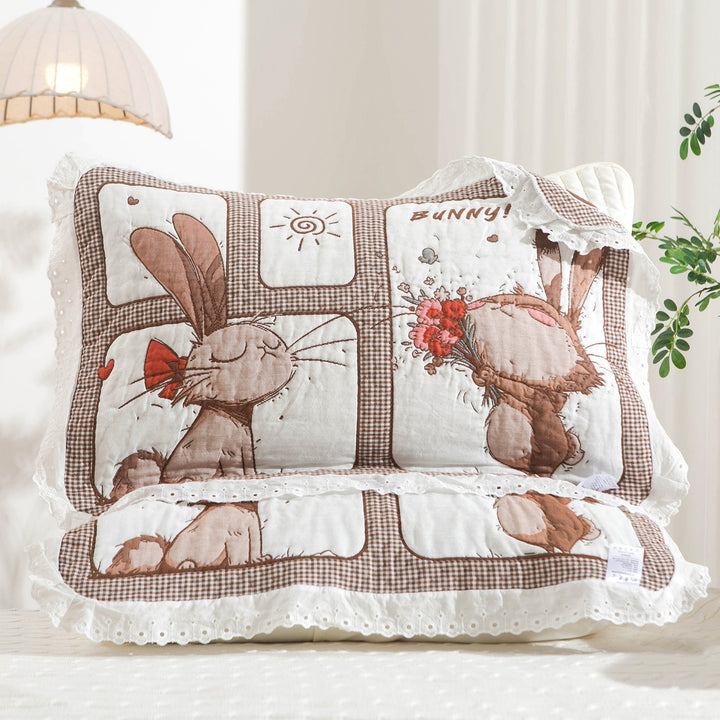 Women's pillow with charming elephant motif and delicate lace edge Stornfield