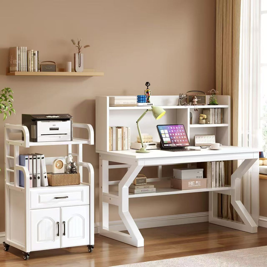 Multifunctional wooden cart with shelves and drawers Stornfield
