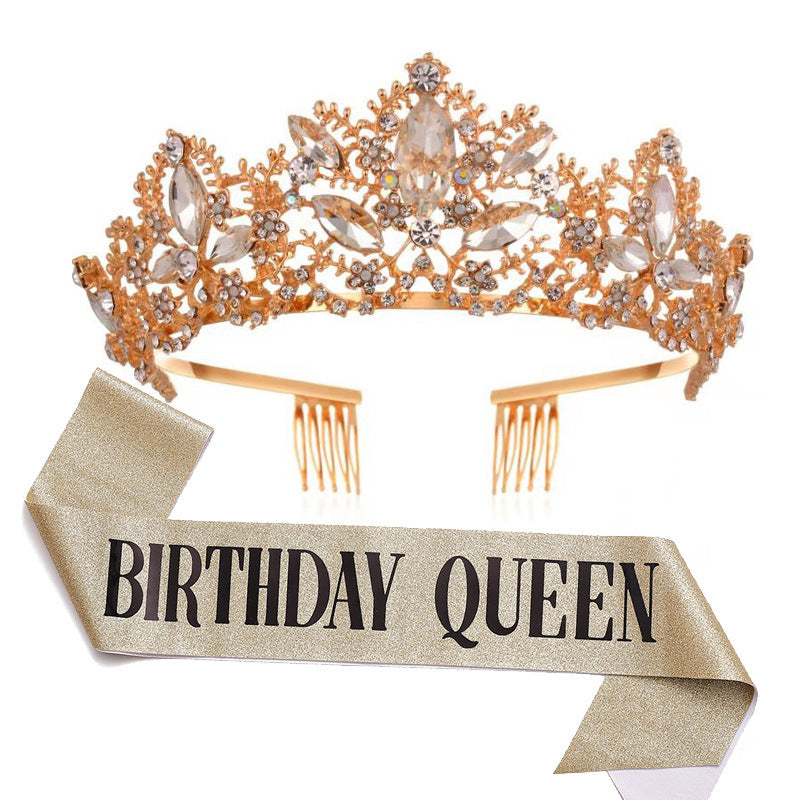Women Glittering Tiara with "Birthday Queen" Sash Stornfield