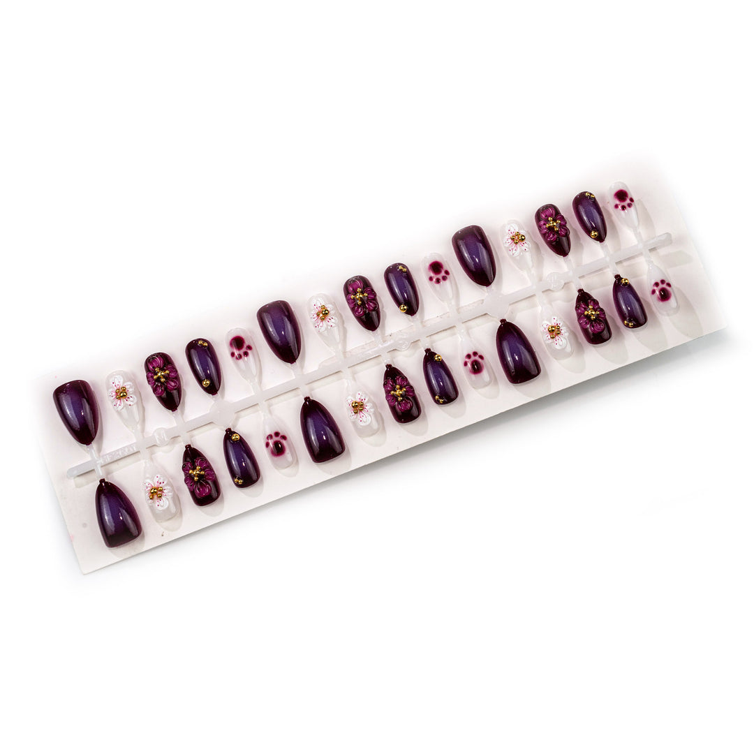 Floral-Embellished Stiletto Press-On Nail Art Stornfield
