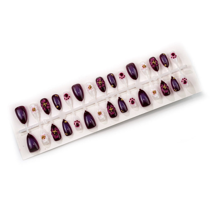 Floral-Embellished Stiletto Press-On Nail Art Stornfield