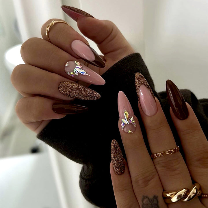 Artful Nail Extensions with Sparkling Accents Stornfield