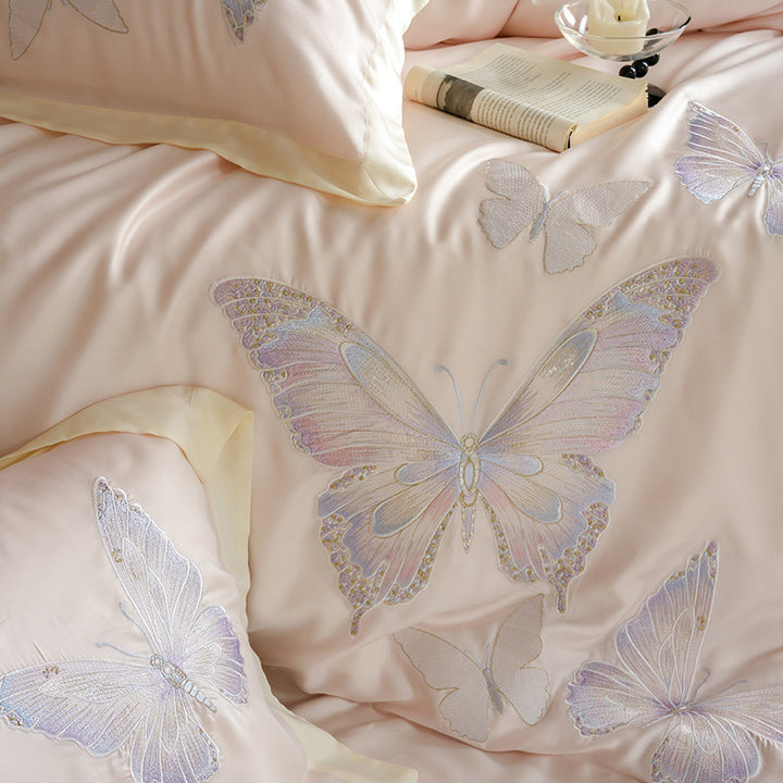 Embroidered Satin Duvet Cover Set