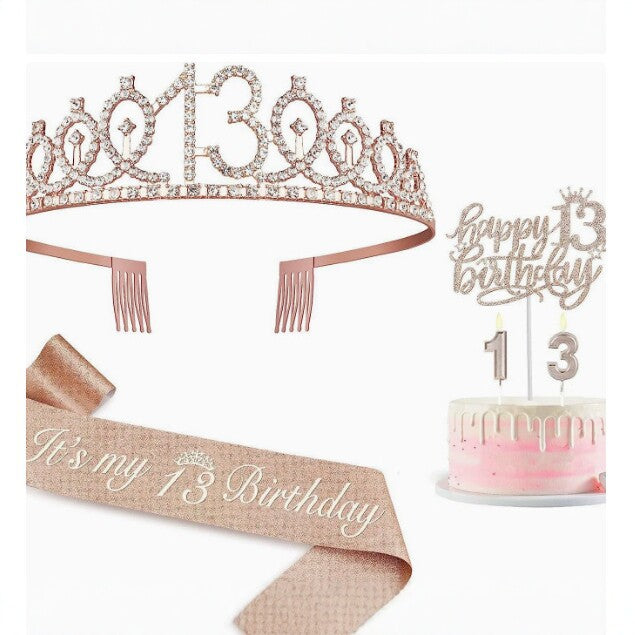 Ladies Glittering 18th Birthday Crown with Festive Sash Stornfield