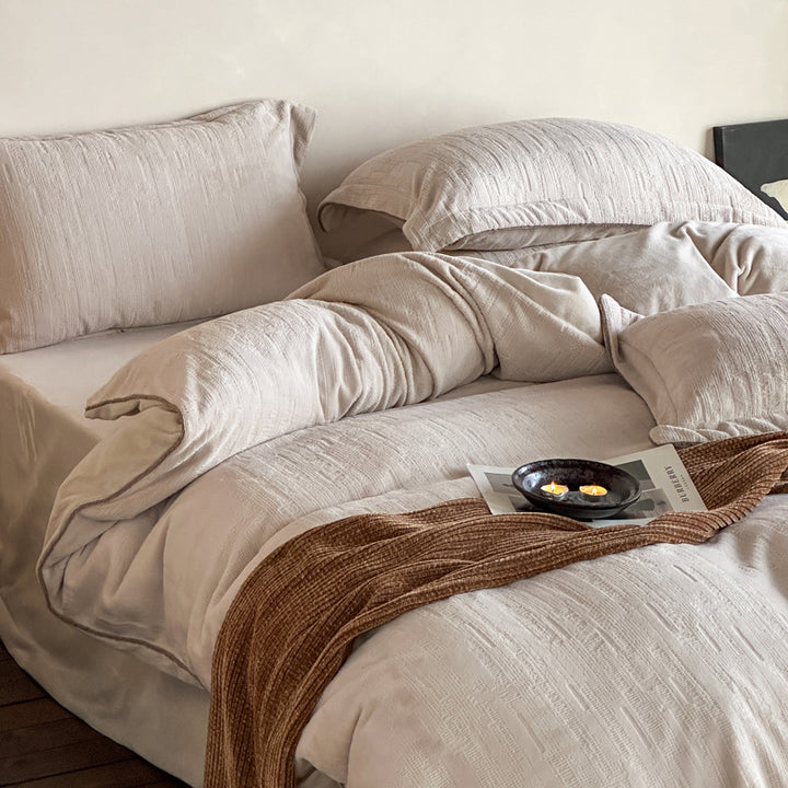 Luxury Textured Velvet Duvet Cover Set with Pillowcases