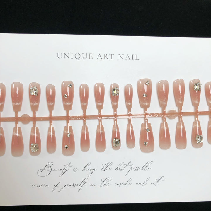 Elegant Press-On Nail Set with Pearl Accents