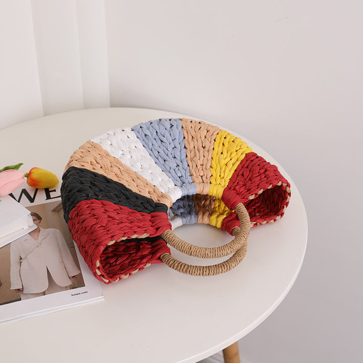 Handmade wicker bag with colorful pattern Stornfield