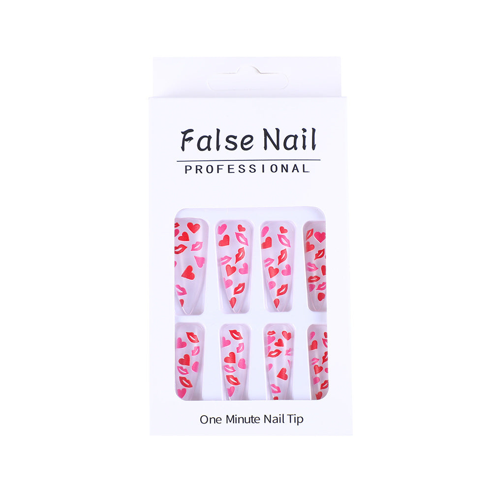 Artificial nails with romantic lip and heart designs Stornfield