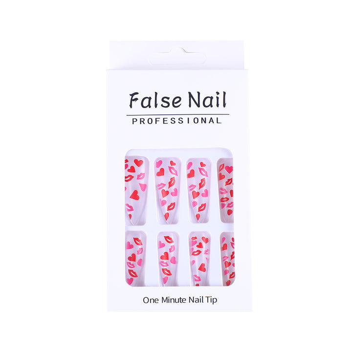 Artificial nails with romantic lip and heart designs Stornfield