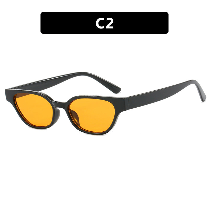 Women's fashionable sunglasses with curved frame and brown lenses Stornfield