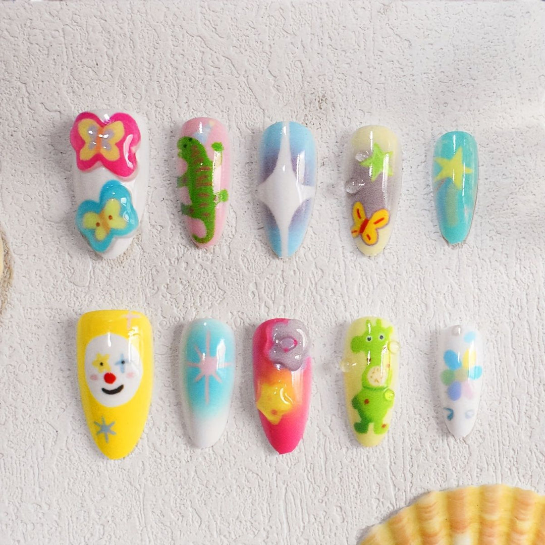 Playful Themed Press-On Nail Art Set Stornfield