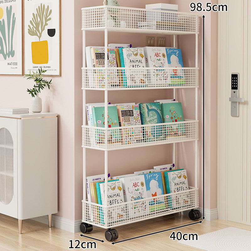 Freestanding Mesh Four-Tier Book and Toy Storage Shelf