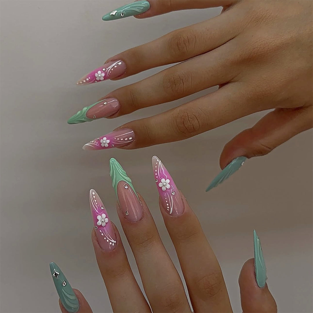 Floral Embellished Stiletto Nails Stornfield