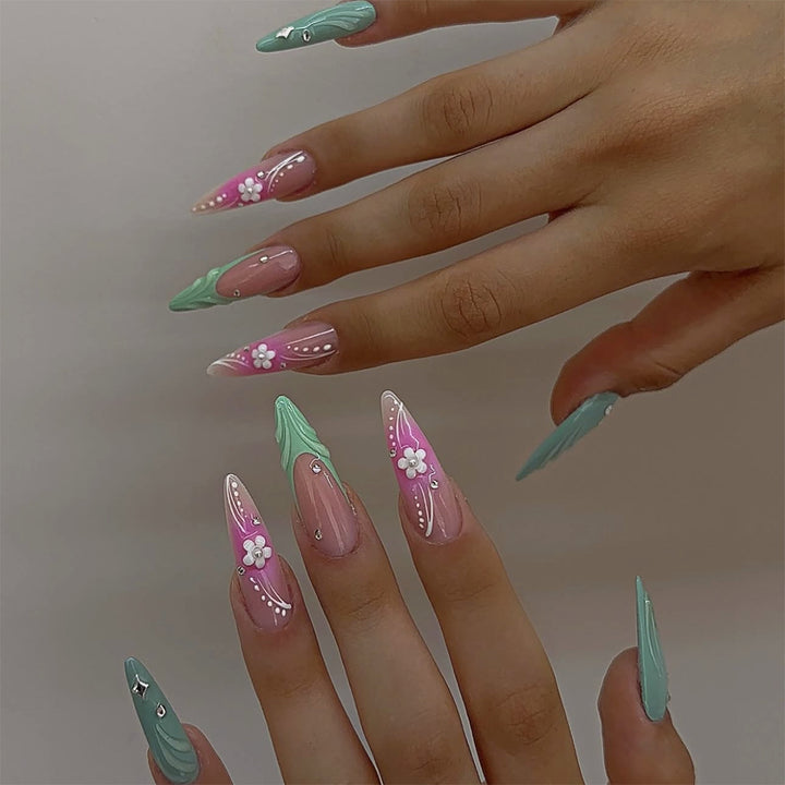 Floral Embellished Stiletto Nails Stornfield
