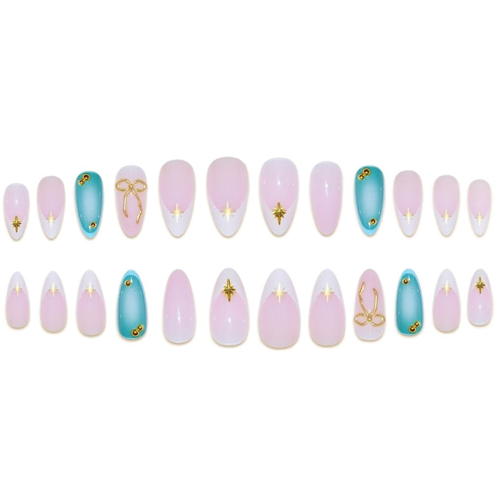Artistic Stiletto Nail Art Set with Gold Accents Stornfield