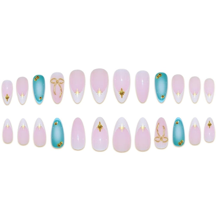 Artistic Stiletto Nail Art Set with Gold Accents Stornfield