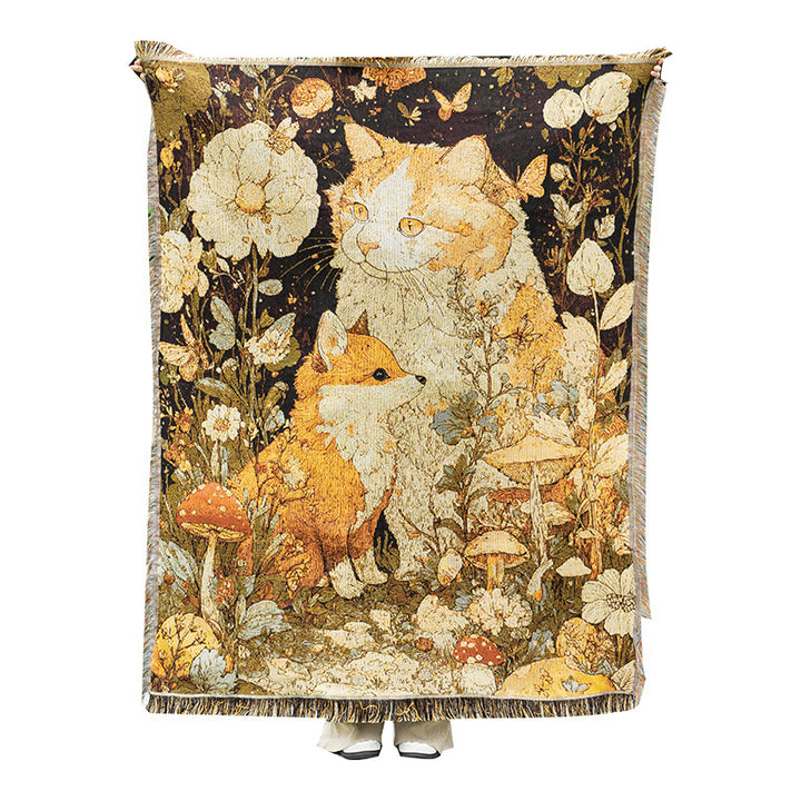 Artistic Cat-Themed Throw Blanket