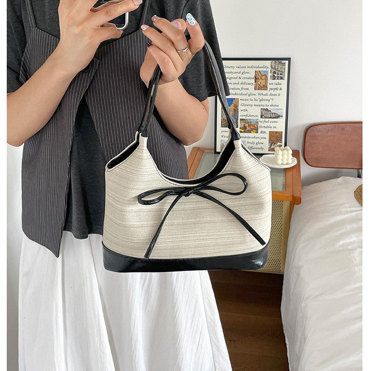Elegant Bow-Accent Handheld Shoulder Bag