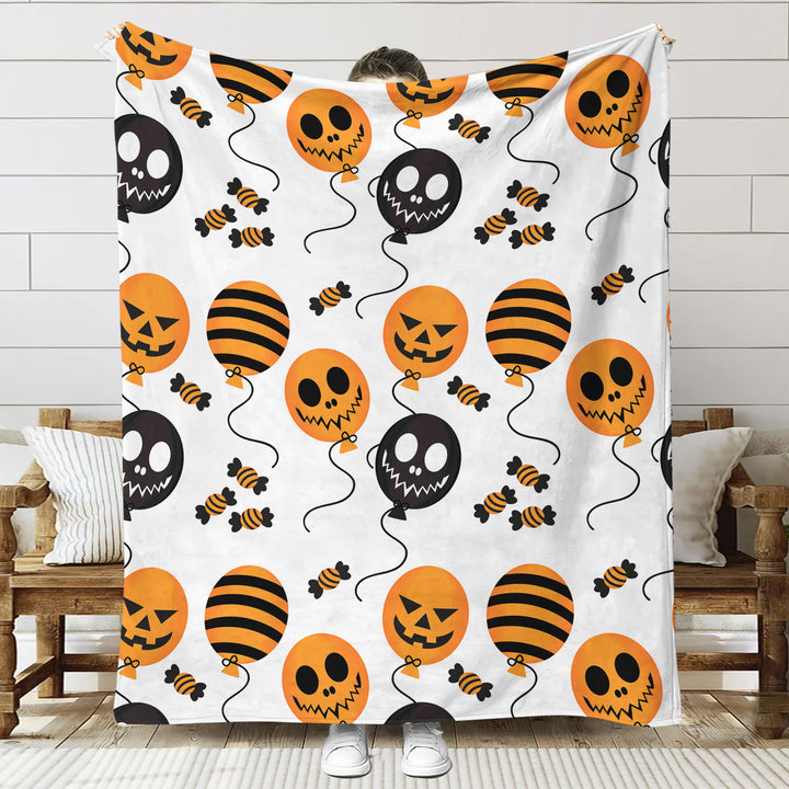 Fun-Themed Halloween Plush Throw Blanket