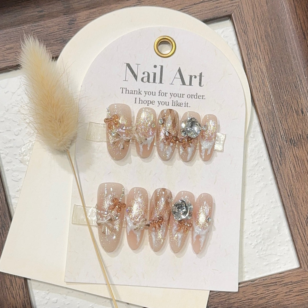 Artificial nail tips with elegant glitter details Stornfield