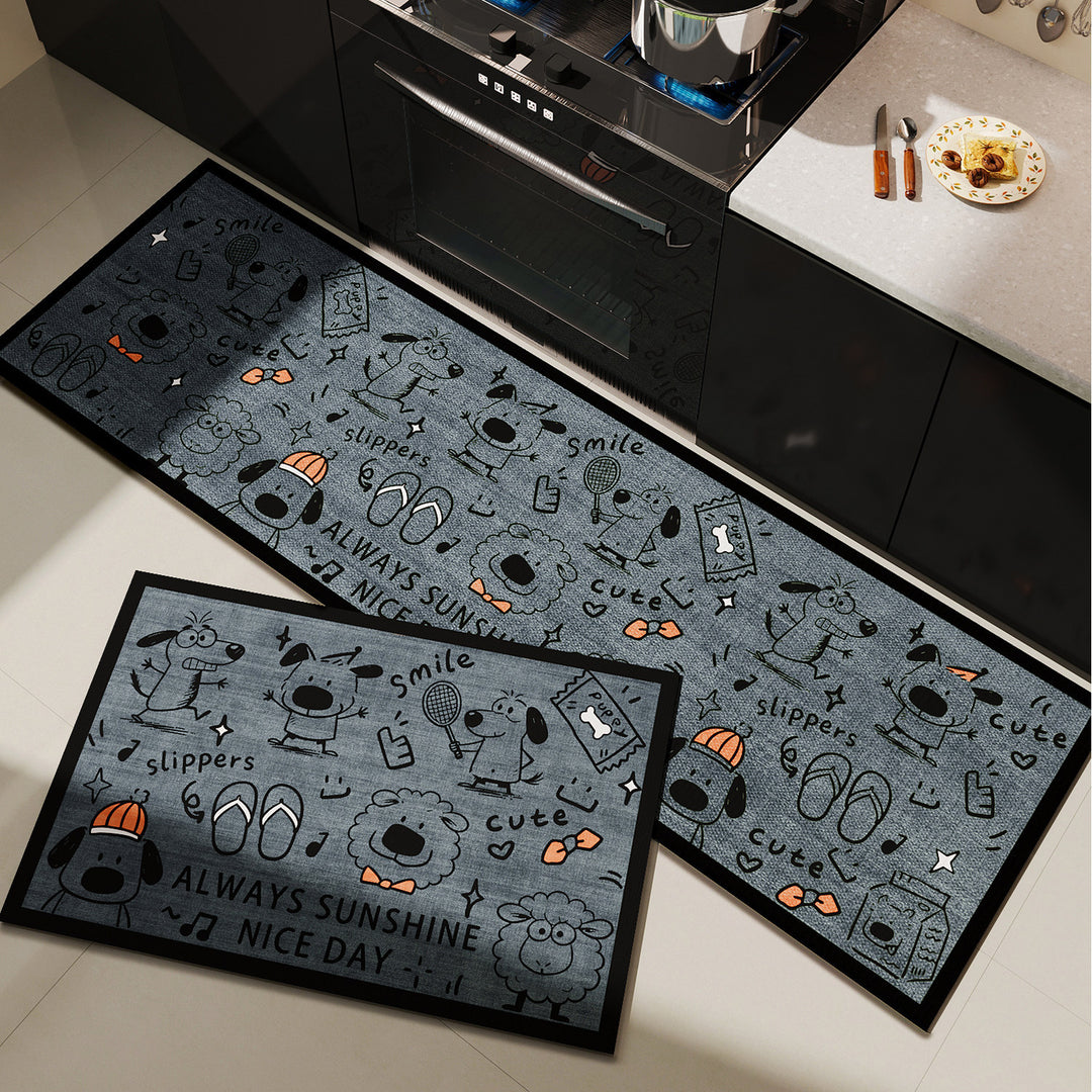 Playful Cartoon-Themed Kitchen Mat