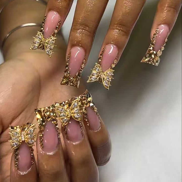 Glamorous Rhinestone Butterfly Press-On Nails Stornfield