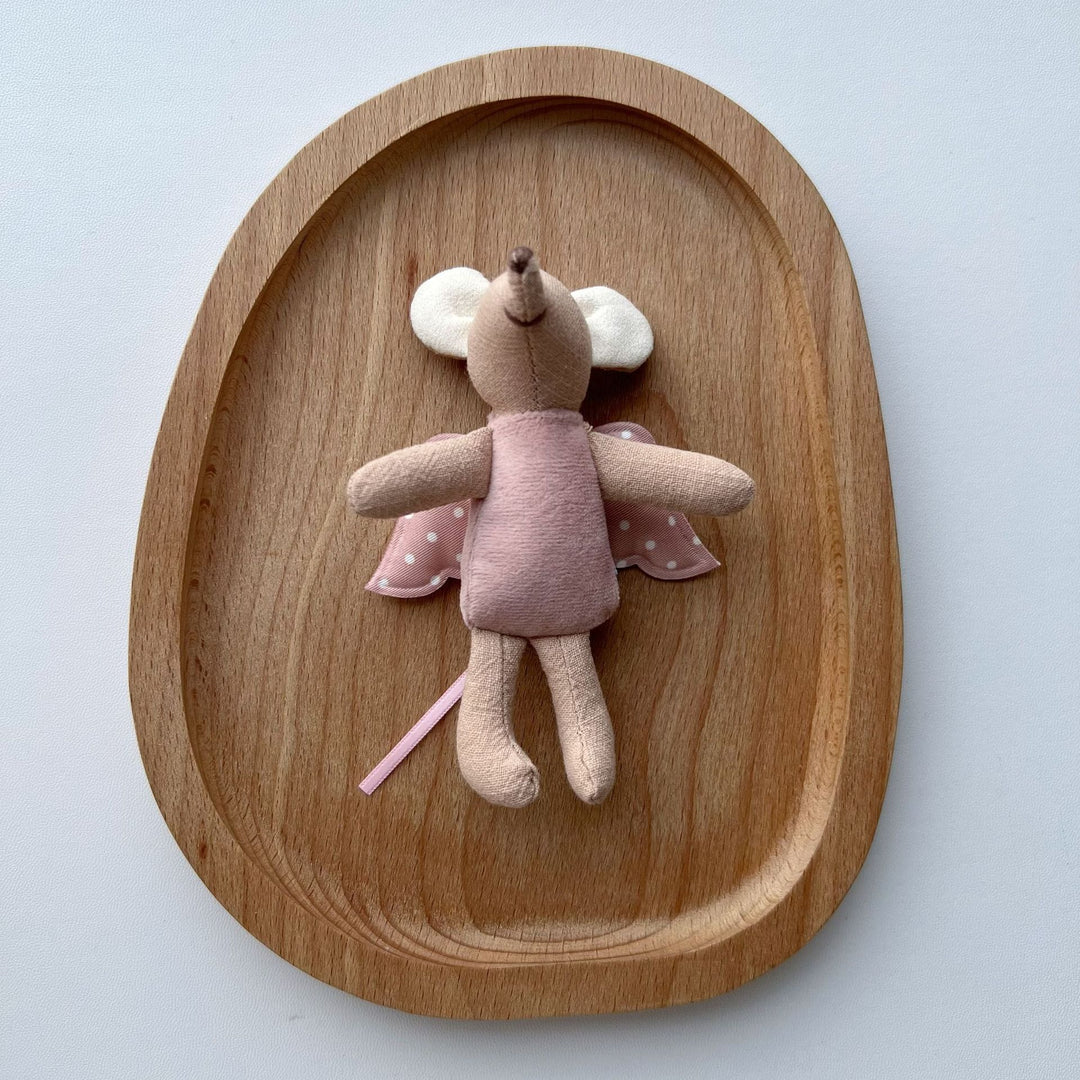 Miniature Artisan Fabric Mouse Doll with Winged Cape