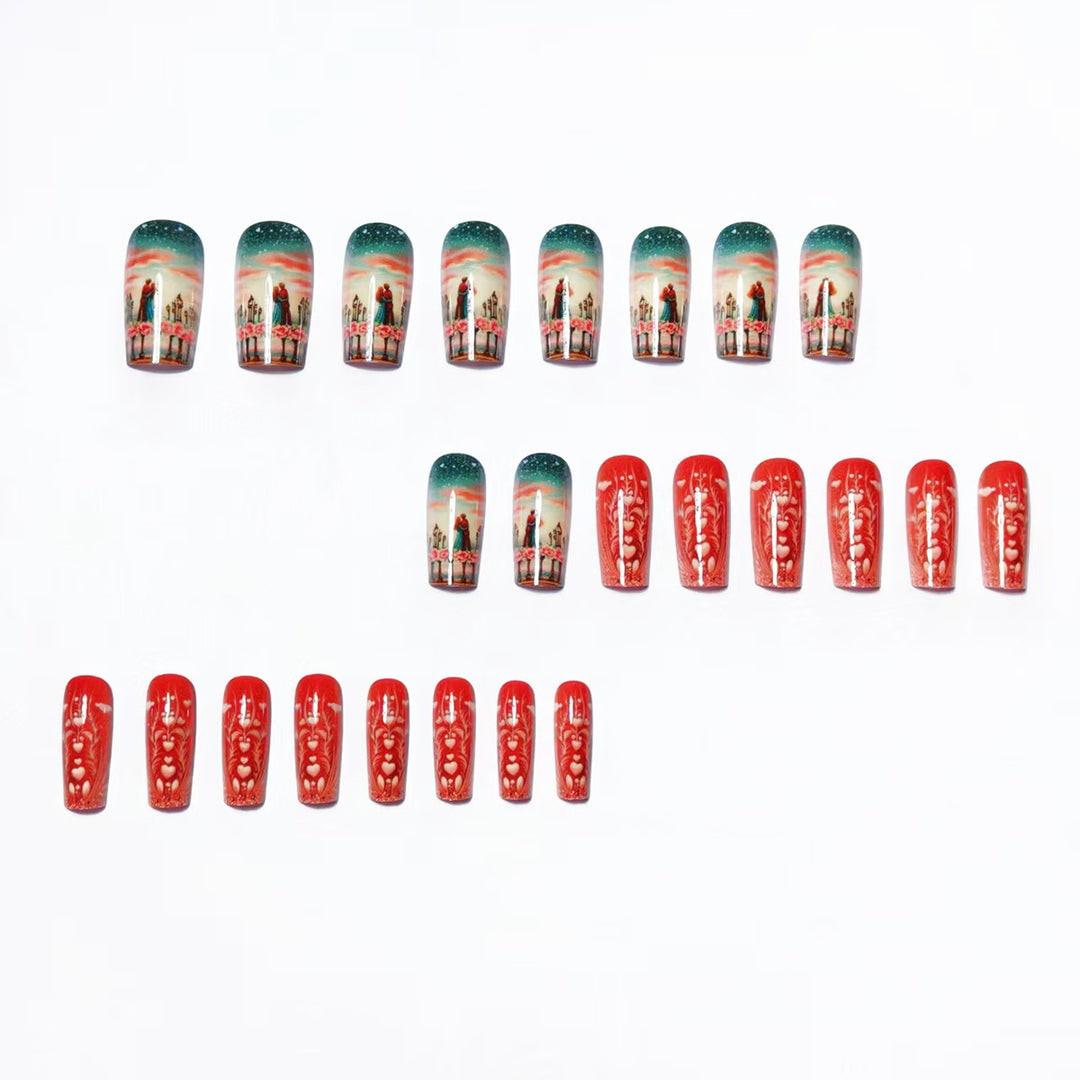 Artificial nails with Romantic Couple motif Stornfield