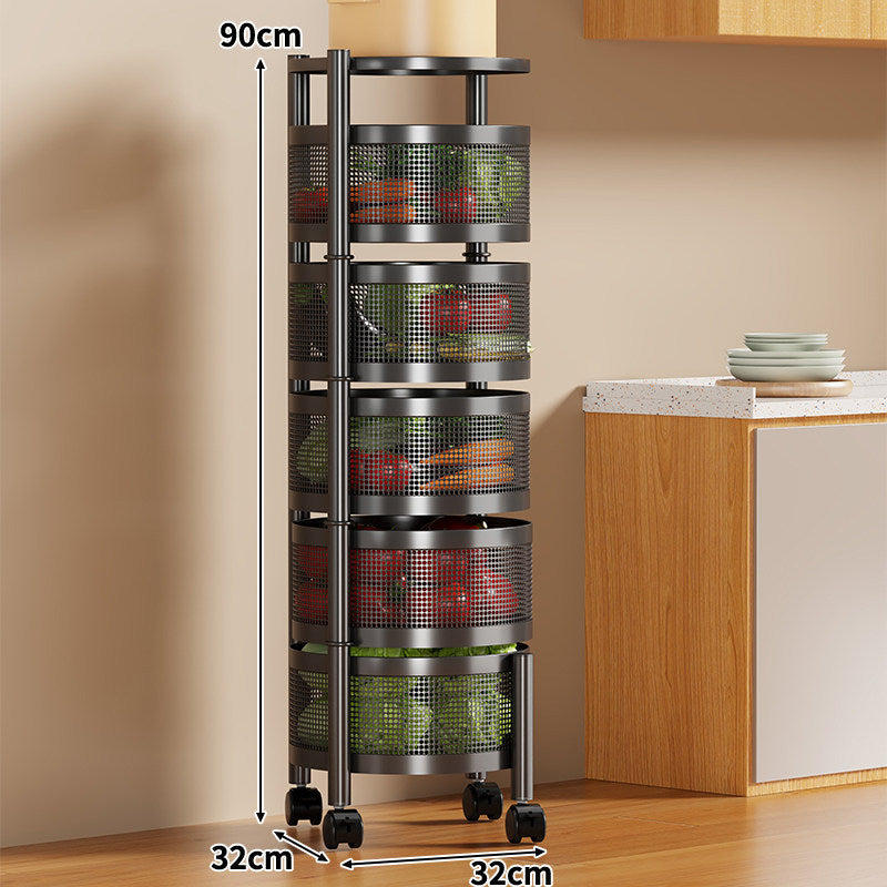 Slim Vertical Rolling Kitchen Mesh Organizer with Perforated Drawers