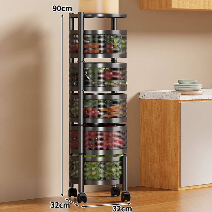 Slim Vertical Rolling Kitchen Mesh Organizer with Perforated Drawers