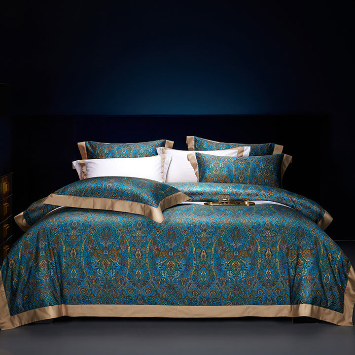 Luxury Paisley Jacquard Sateen Duvet Cover and Pillow Sham Set