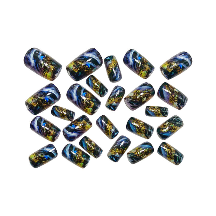 Abstract Gold and Black Design Artificial Nails Stornfield