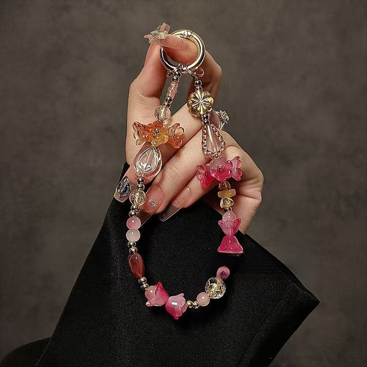 Decorative Flower-Themed Beaded Keychain Stornfield