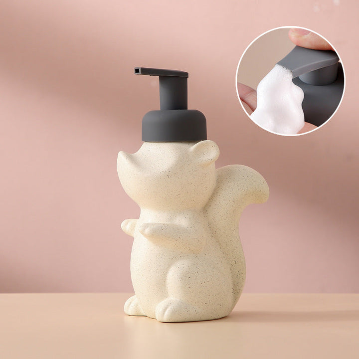 Stornfield | Ceramic Soap Dispenser, Squirrel Foaming Pump Bottle for Bathroom, Animal Design, Reusable Refillable Lotion Pump for Bathroom Kitchen, 510ml/17.2oz