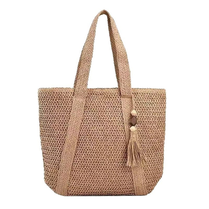 Handbag Made of Natural Weave with Decorative Tassel Detail Stornfield